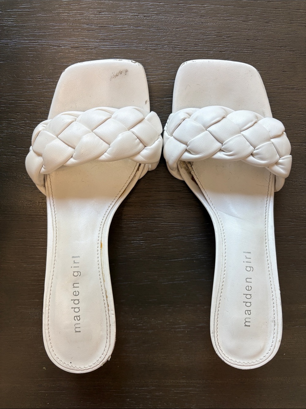 Madden Girl White Braided Slide Mules-Preloved to the max ❤️👠🥰